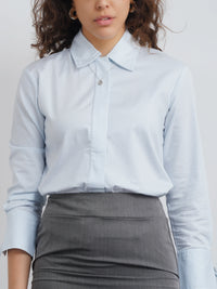 Cotton Drawstring Shirt - Blue Stripe