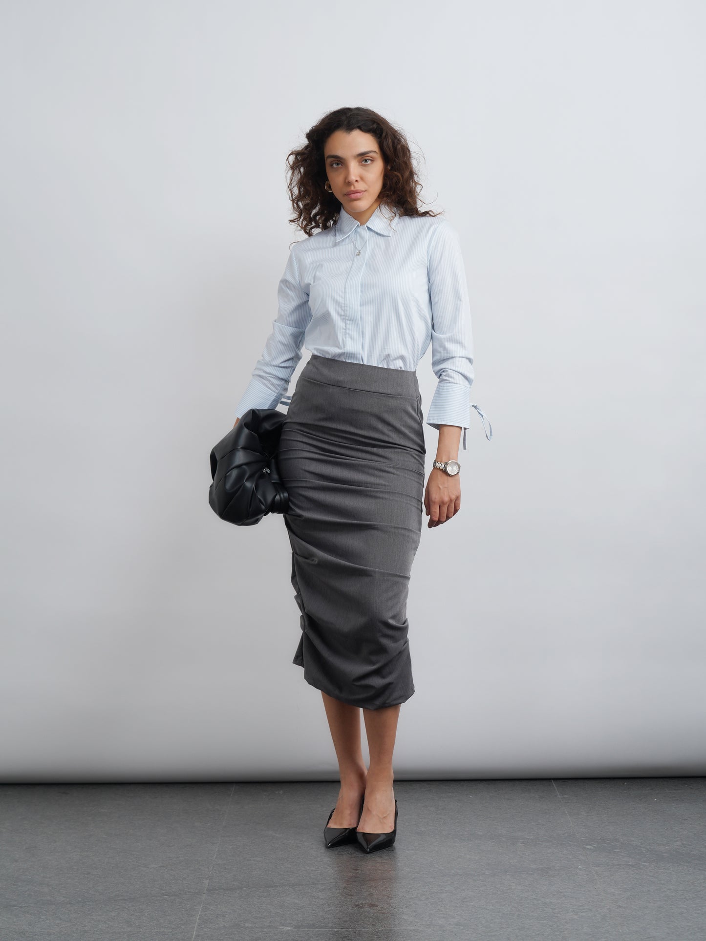 Striped Cotton Drawstring Shirt