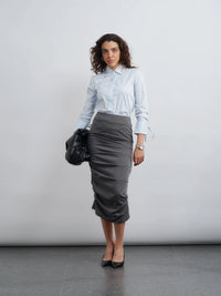 Cotton Drawstring Shirt - Blue Stripe