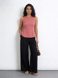 Bow Tie Top in CrepeSway™ - Coral Pink