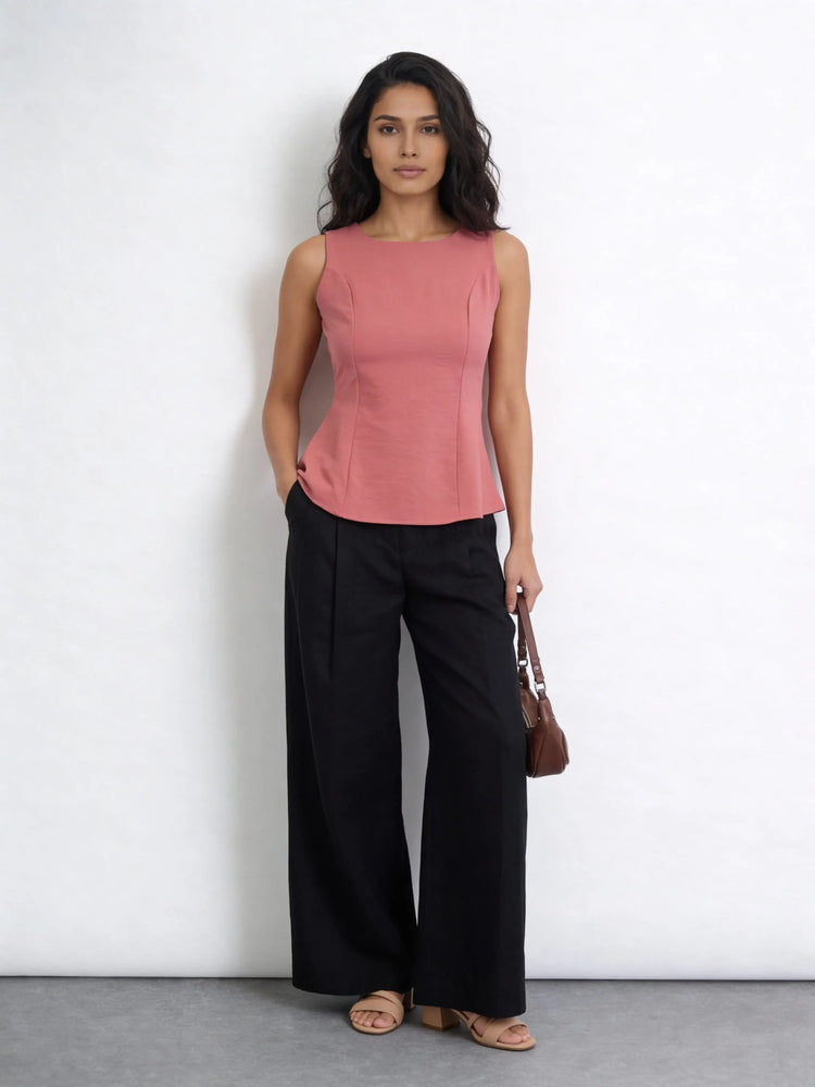 Bow Tie CrepeSway™ Top - Coral Pink