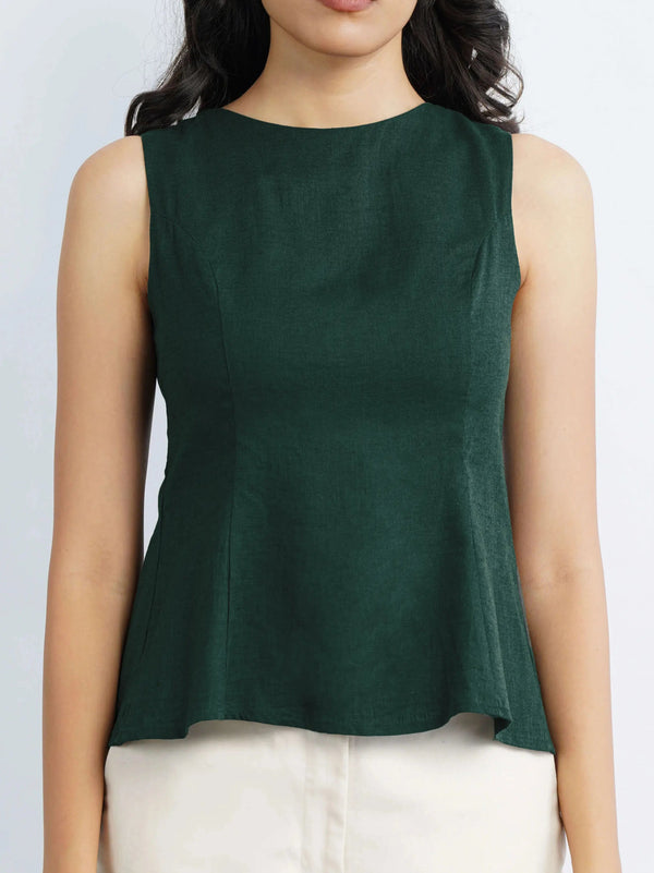 Bow Tie Top in CrepeSway™ - Matcha Green