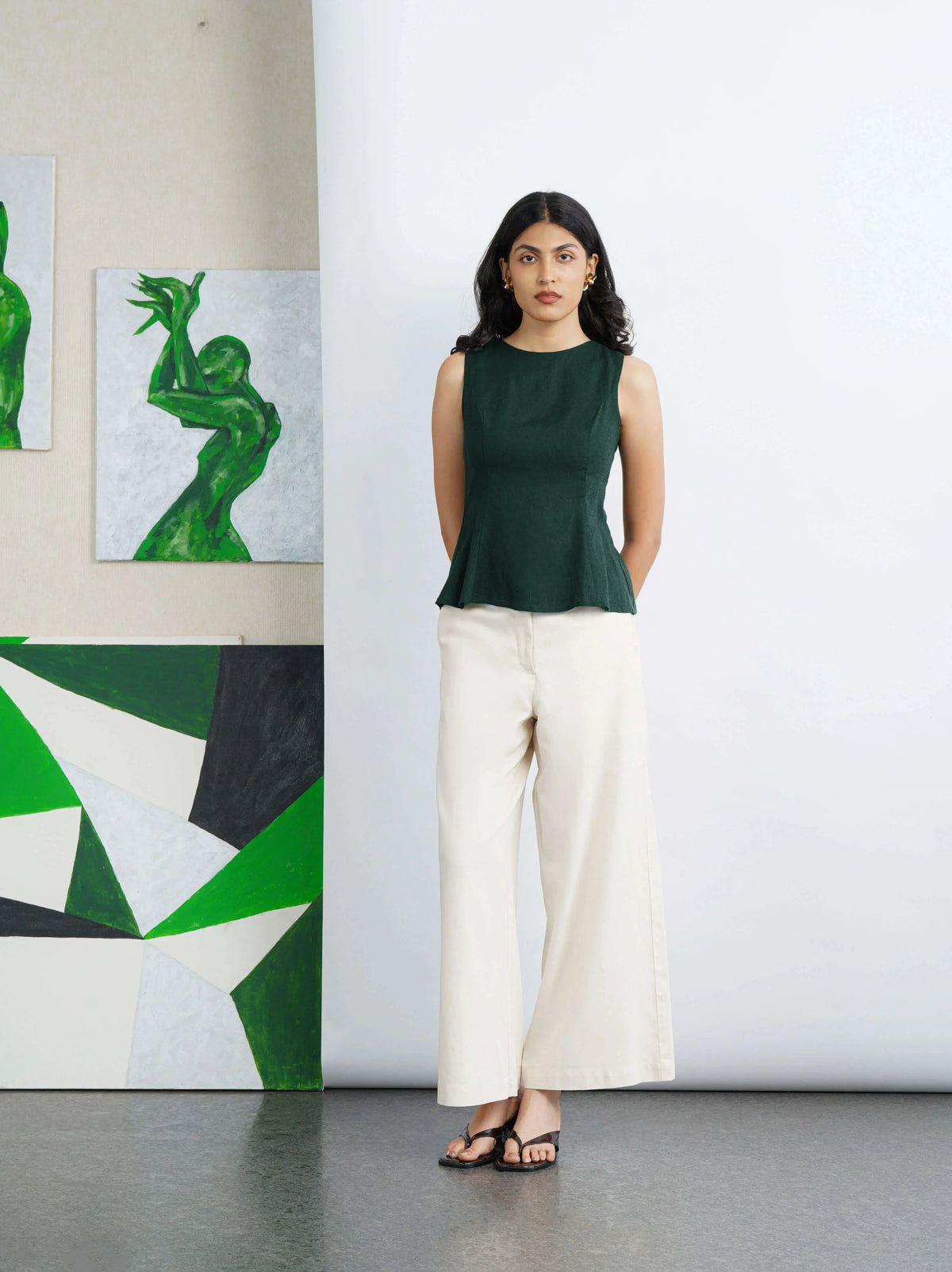 Bow Tie Top in CrepeSway™ - Matcha Green