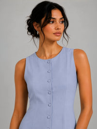 Nina AirLinen™ A-Line Midi Dress - Pastel Blue