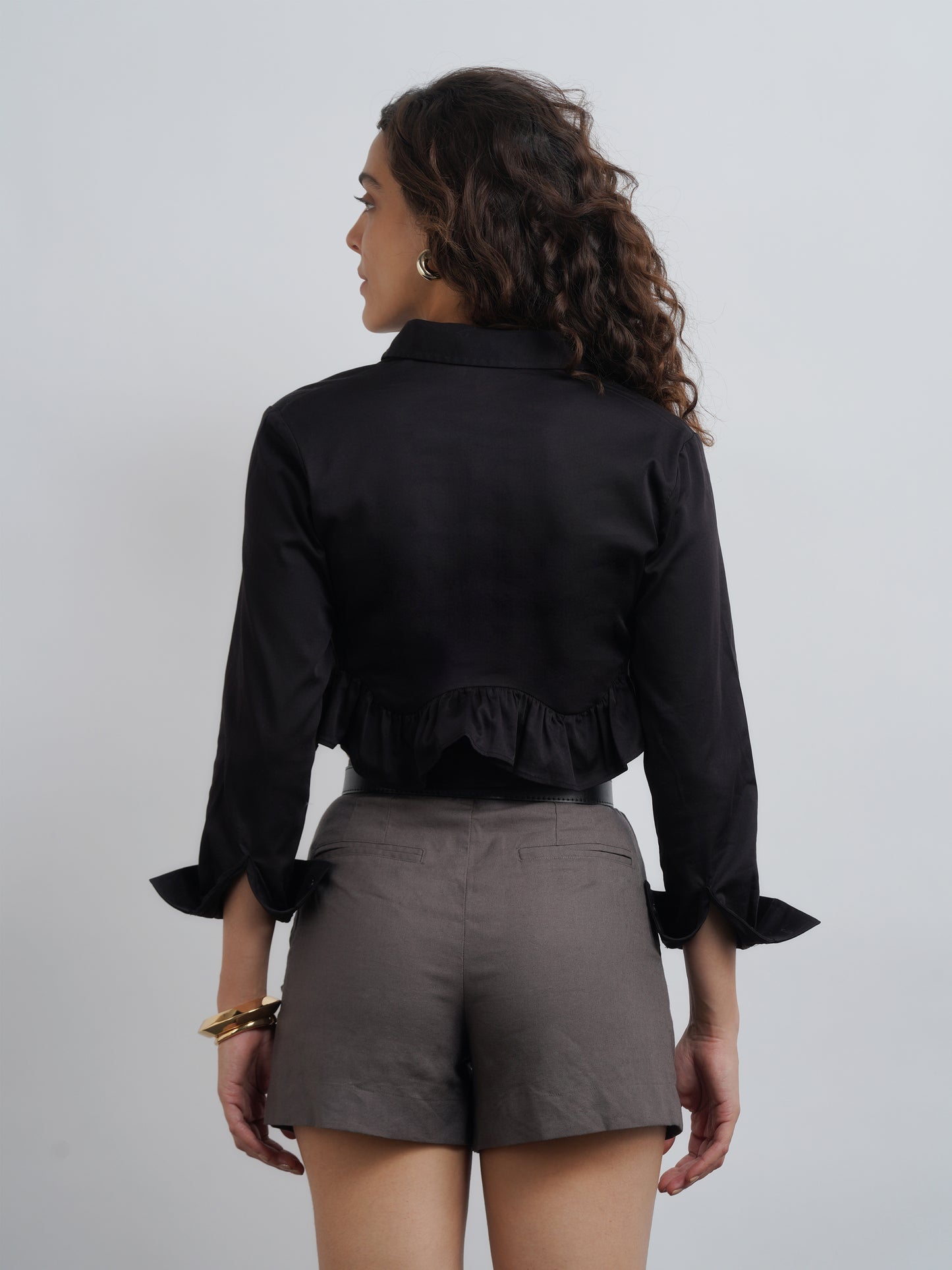 Naomi Ruffle Shirt - Black