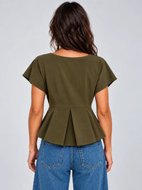 Pleated CrepeSway™ Top - Olive