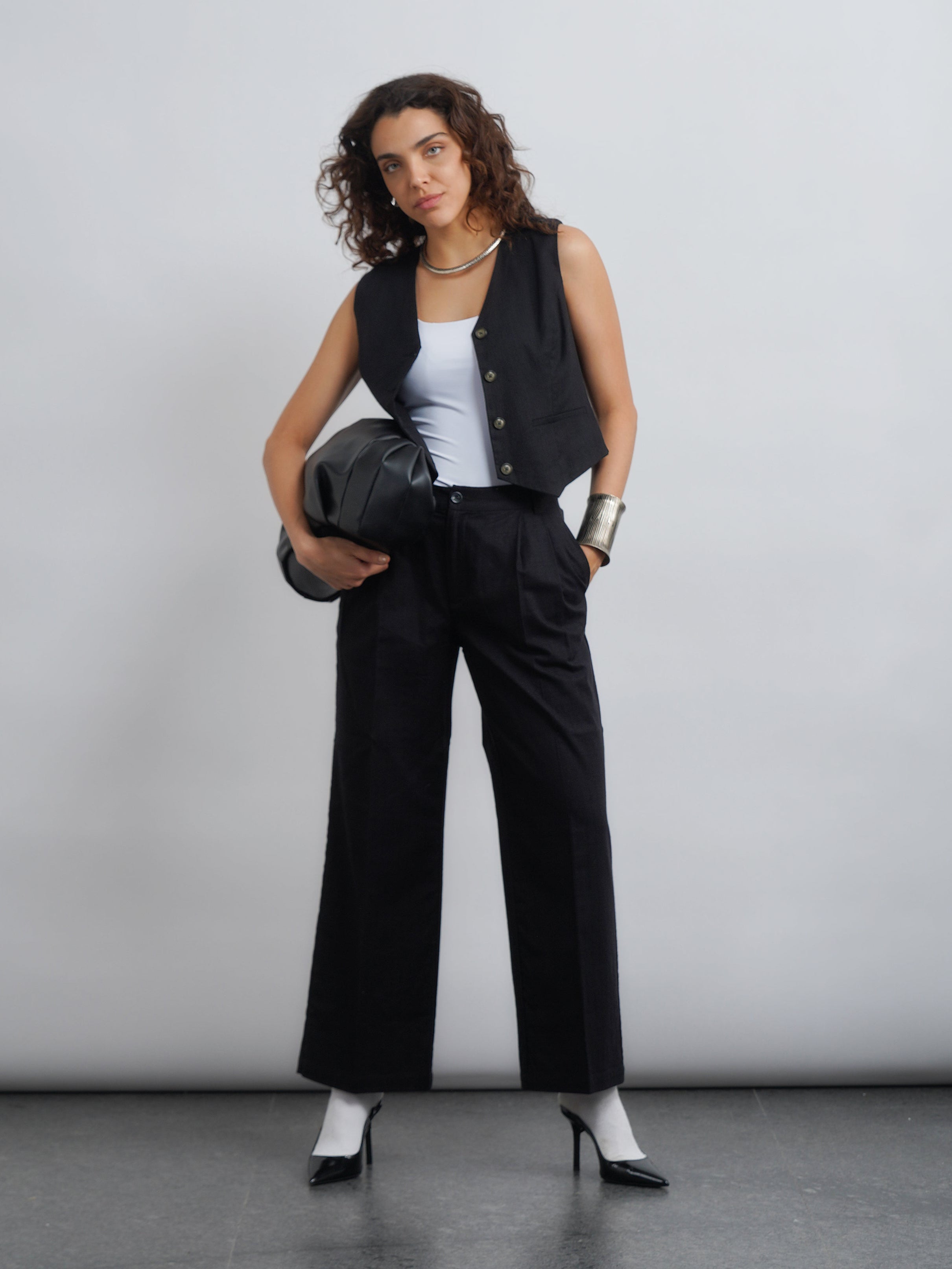 riviera wide leg pants - black