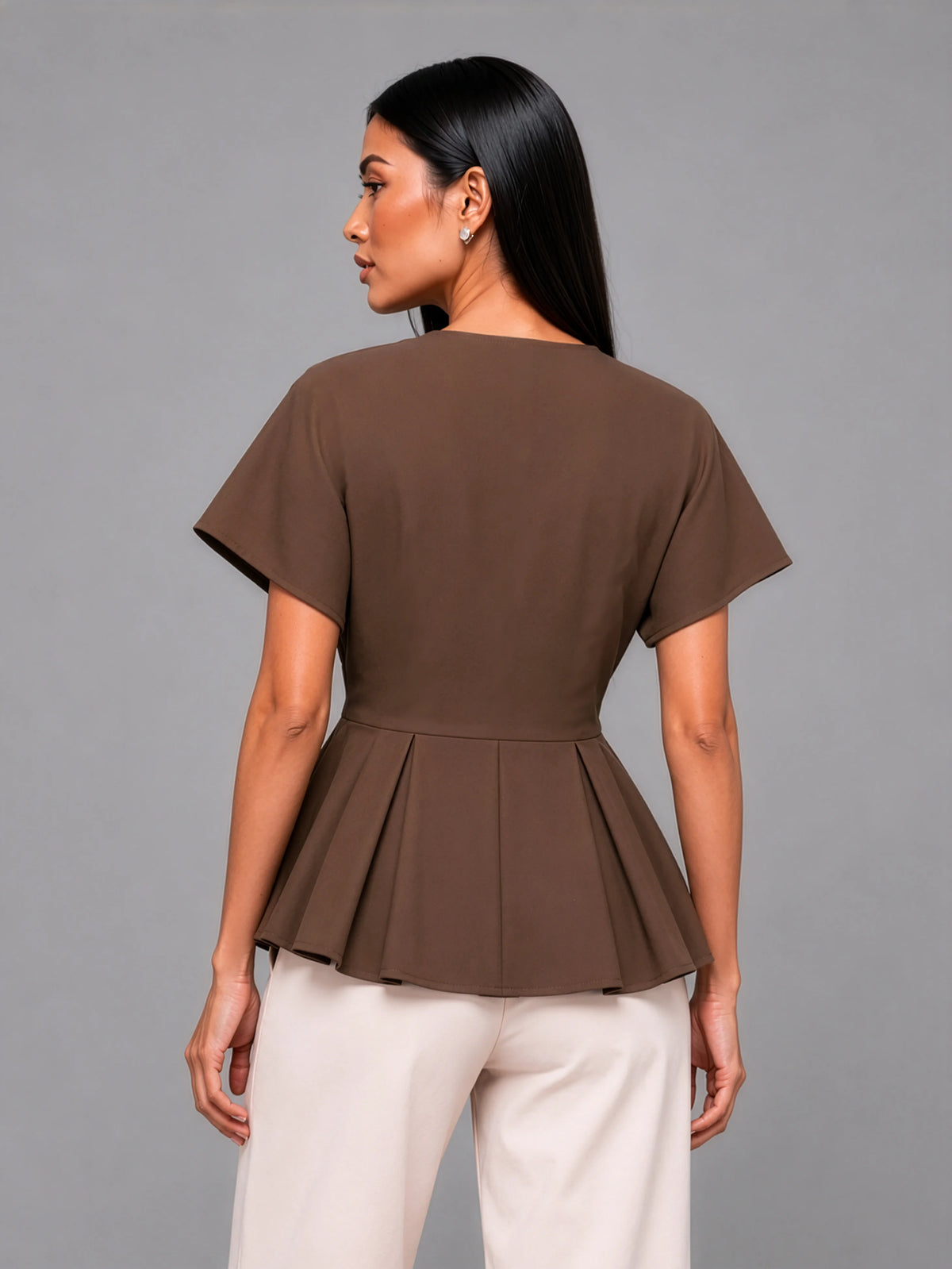 SoftSuit™ Pleated Top - Mocha