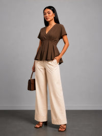 SoftSuit™ Pleated Top - Mocha