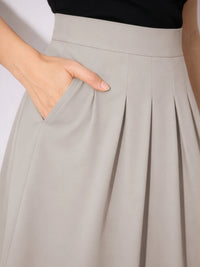 Pleated Skirt in SoftSuit™ Fabric - Greige