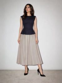 Pleated Skirt in SoftSuit™ Fabric - Greige