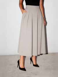 Pleated Skirt in SoftSuit™ Fabric - Greige