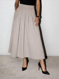 Pleated Skirt in SoftSuit™ Fabric - Greige