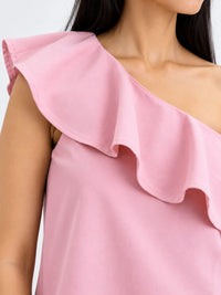Ruffle One-Shoulder SoftSuit™ Top - Dusty Pink