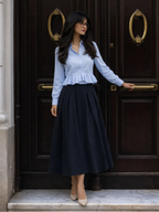 Ruffle Cotton Shirt - Sky Blue