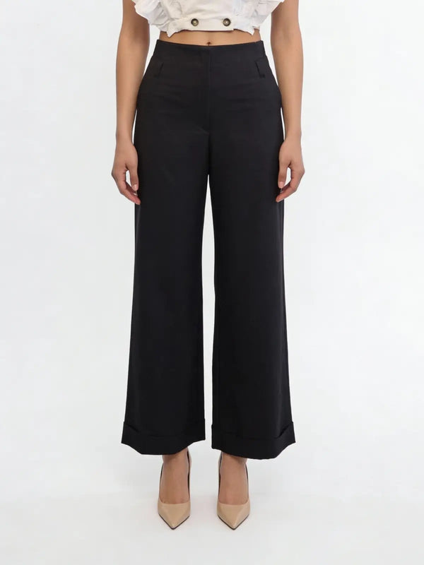 Hem Fold Pant in SoftSuit™ Fabric - Black