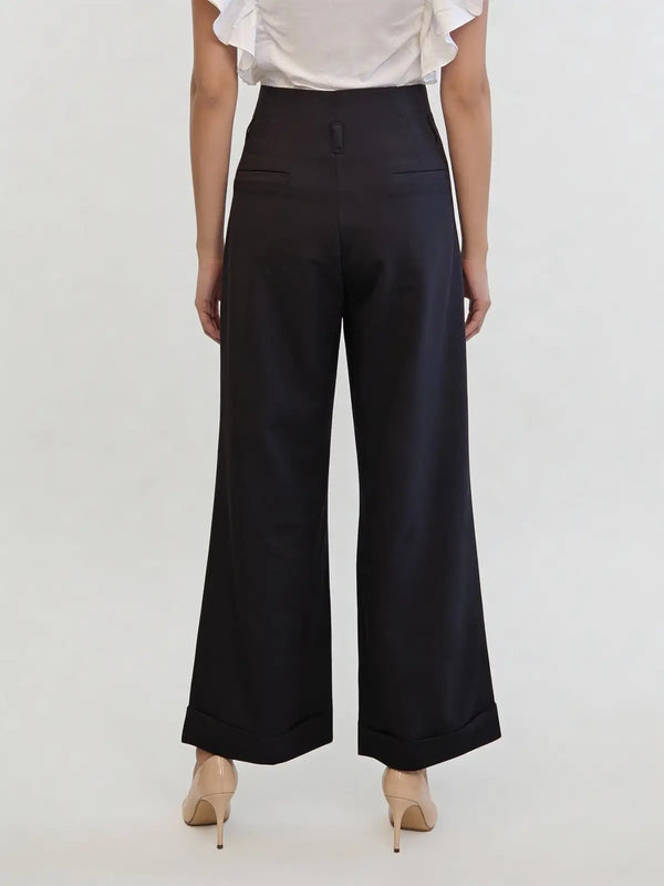 Hem Fold Pant in SoftSuit™ Fabric - Black