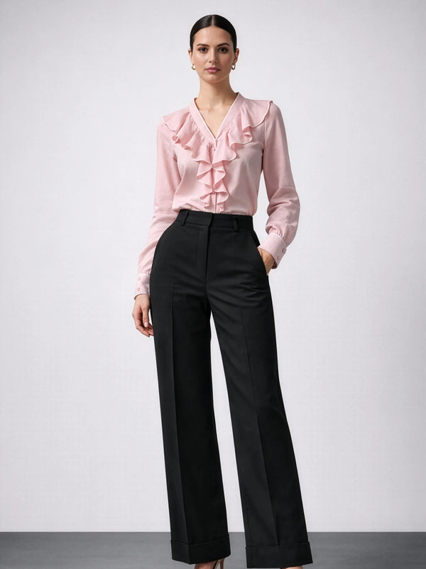 Ruffle Collar Top - Pink