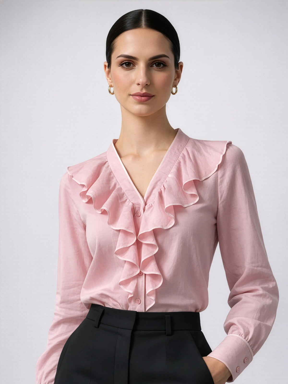 Ruffle Collar Top - Pink