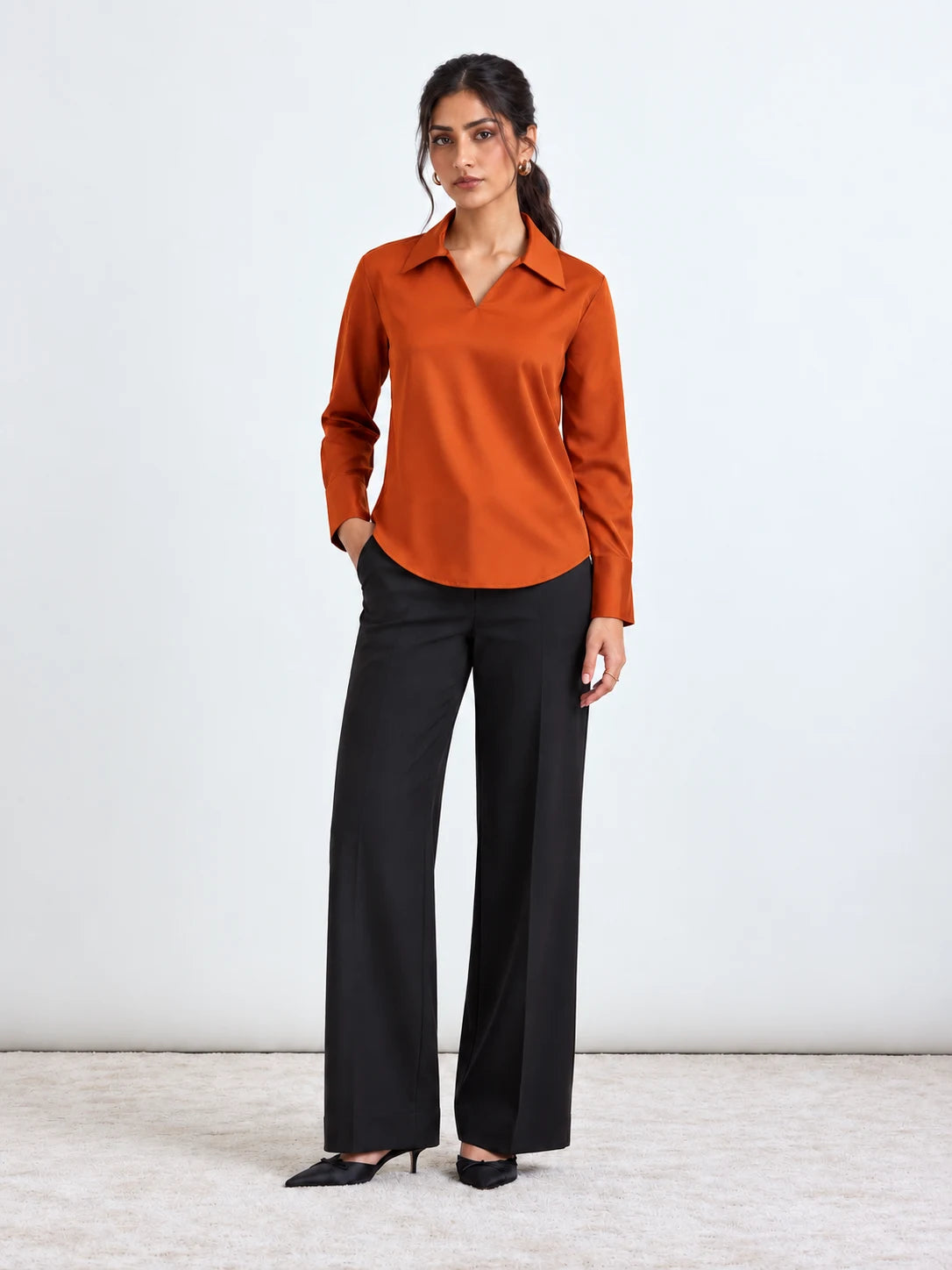 LustraSatin™ Shirt- Burnt Orange