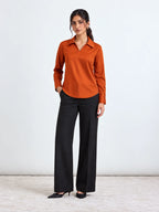 LustraSatin™ Shirt- Burnt Orange