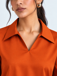 LustraSatin™ Shirt- Burnt Orange
