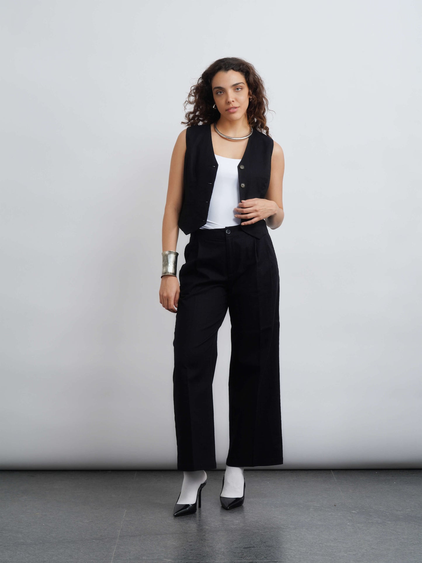 L' Edit Linen Waistcoat - Black