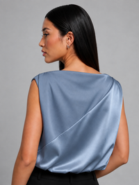 Jenna LustraSatin™ top back view in sapphire