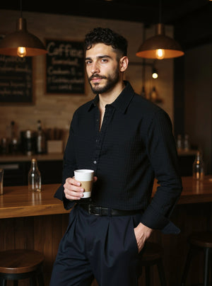 Azkaban - Dobby Cotton Black Regular Fit Shirt