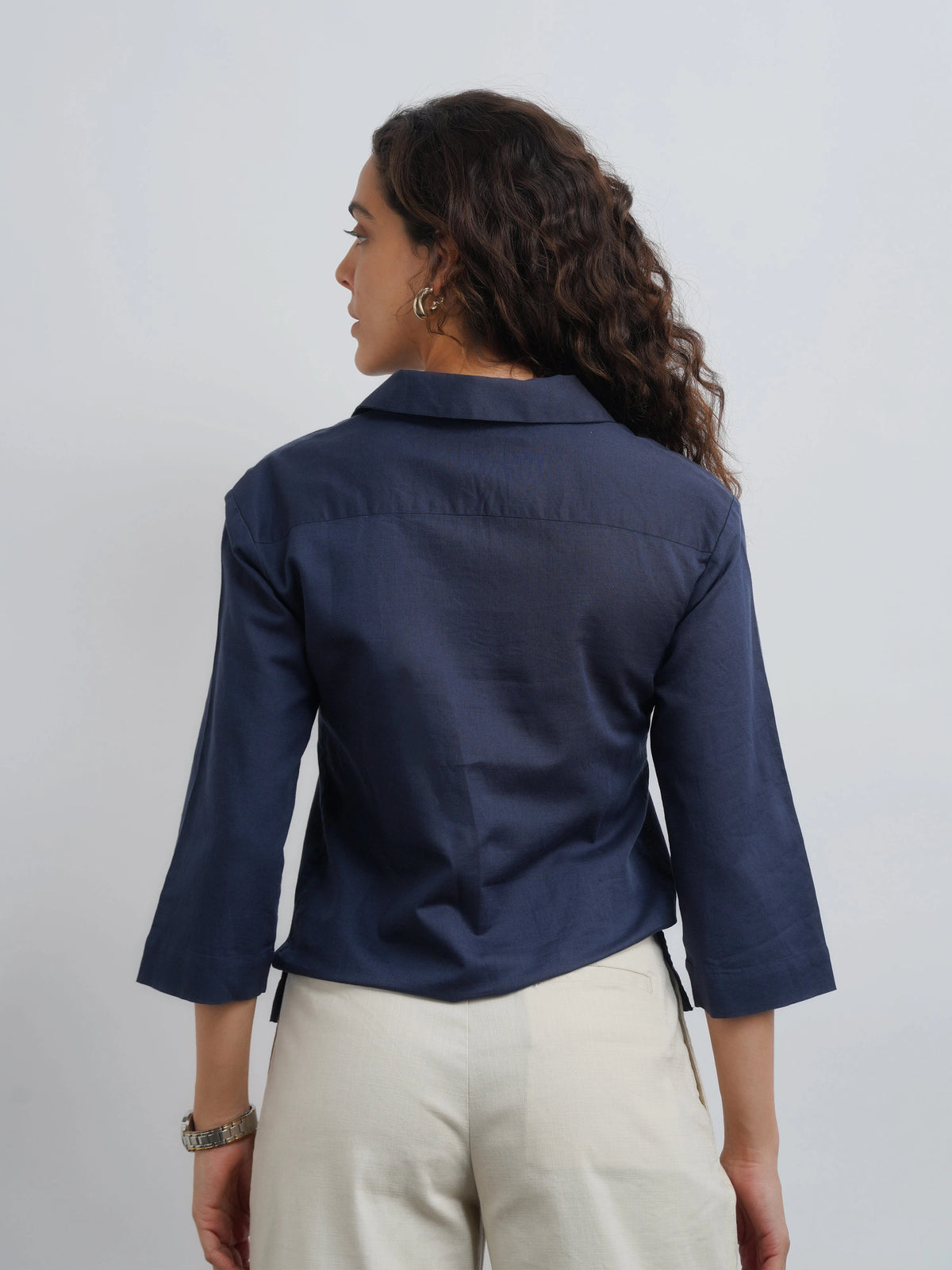 Linen Lux Top - Navy