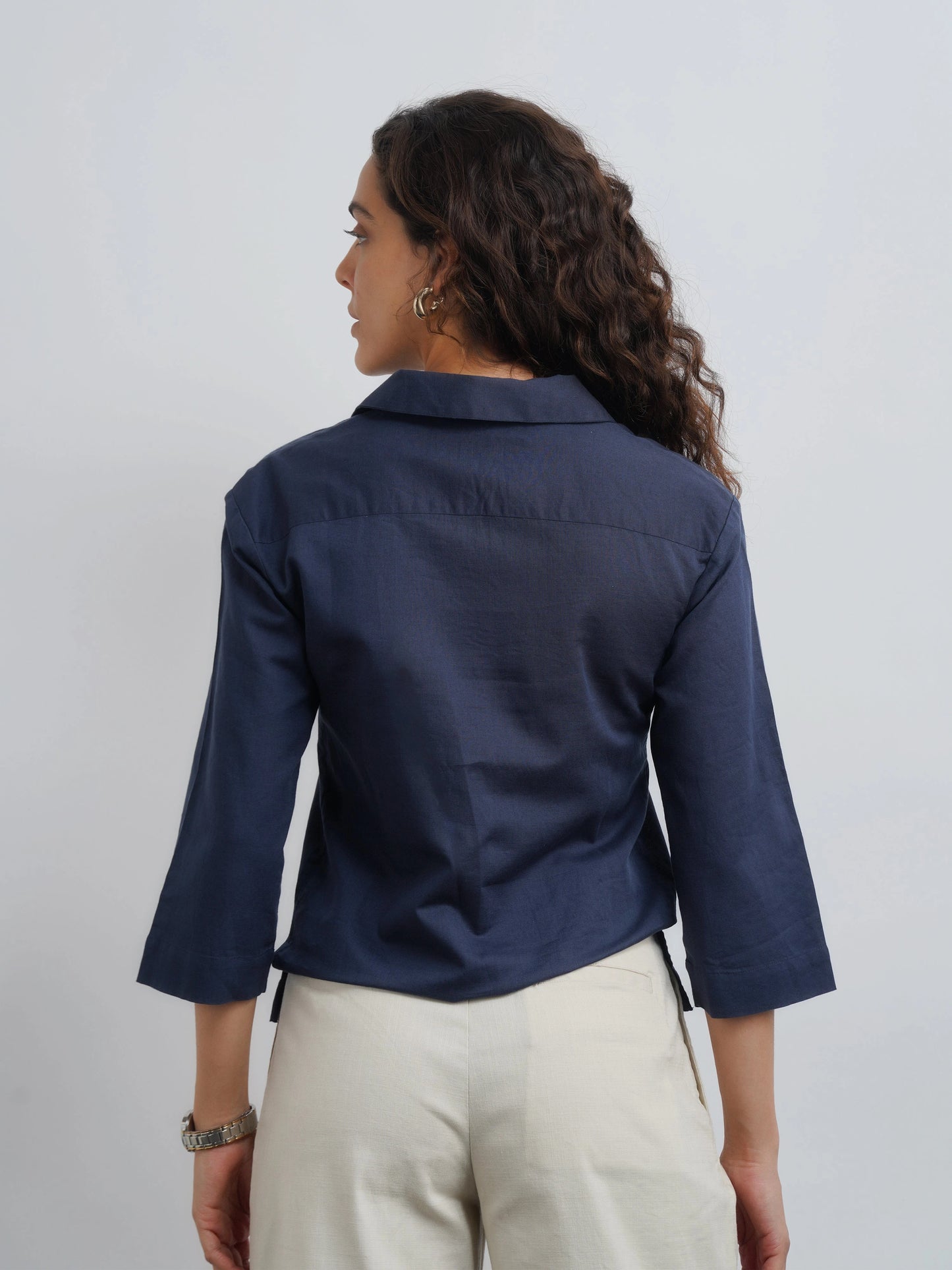 Linen Lux Top - Navy