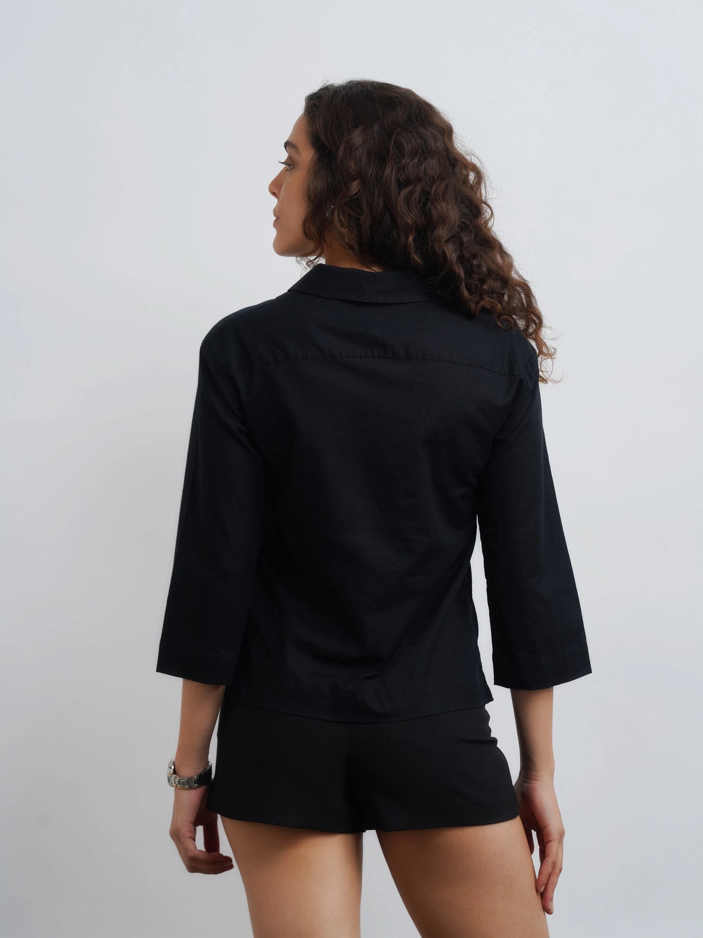 Linen Lux Top - Midnight Black