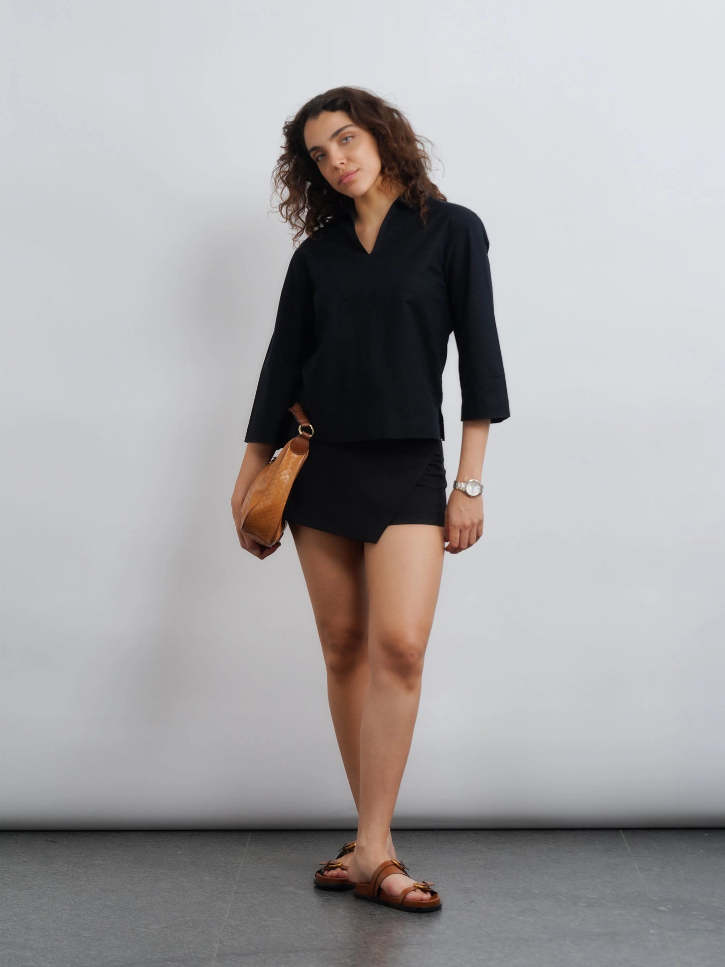 Linen Lux Top - Midnight Black