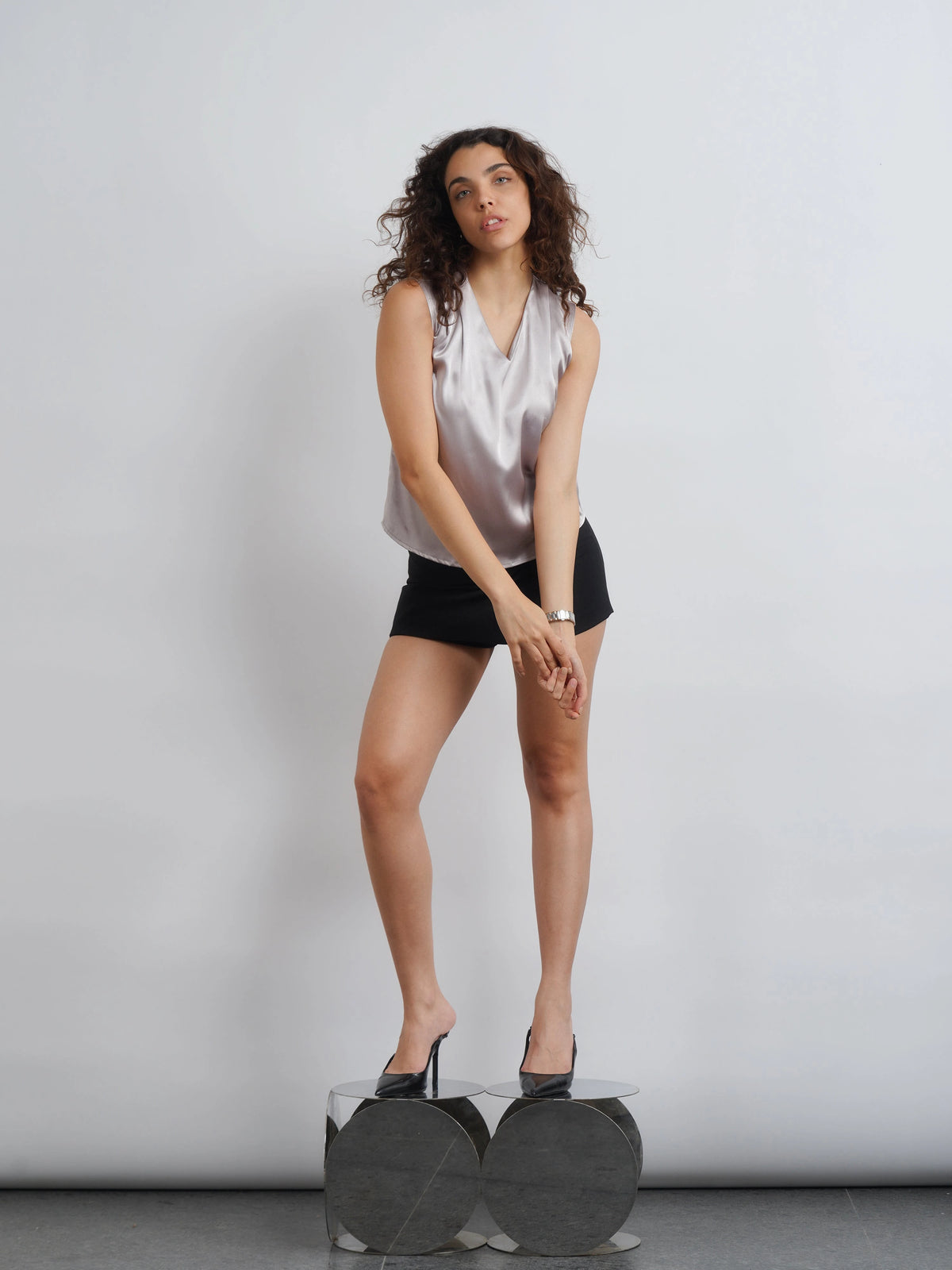 Satin Top - Silver Champagne