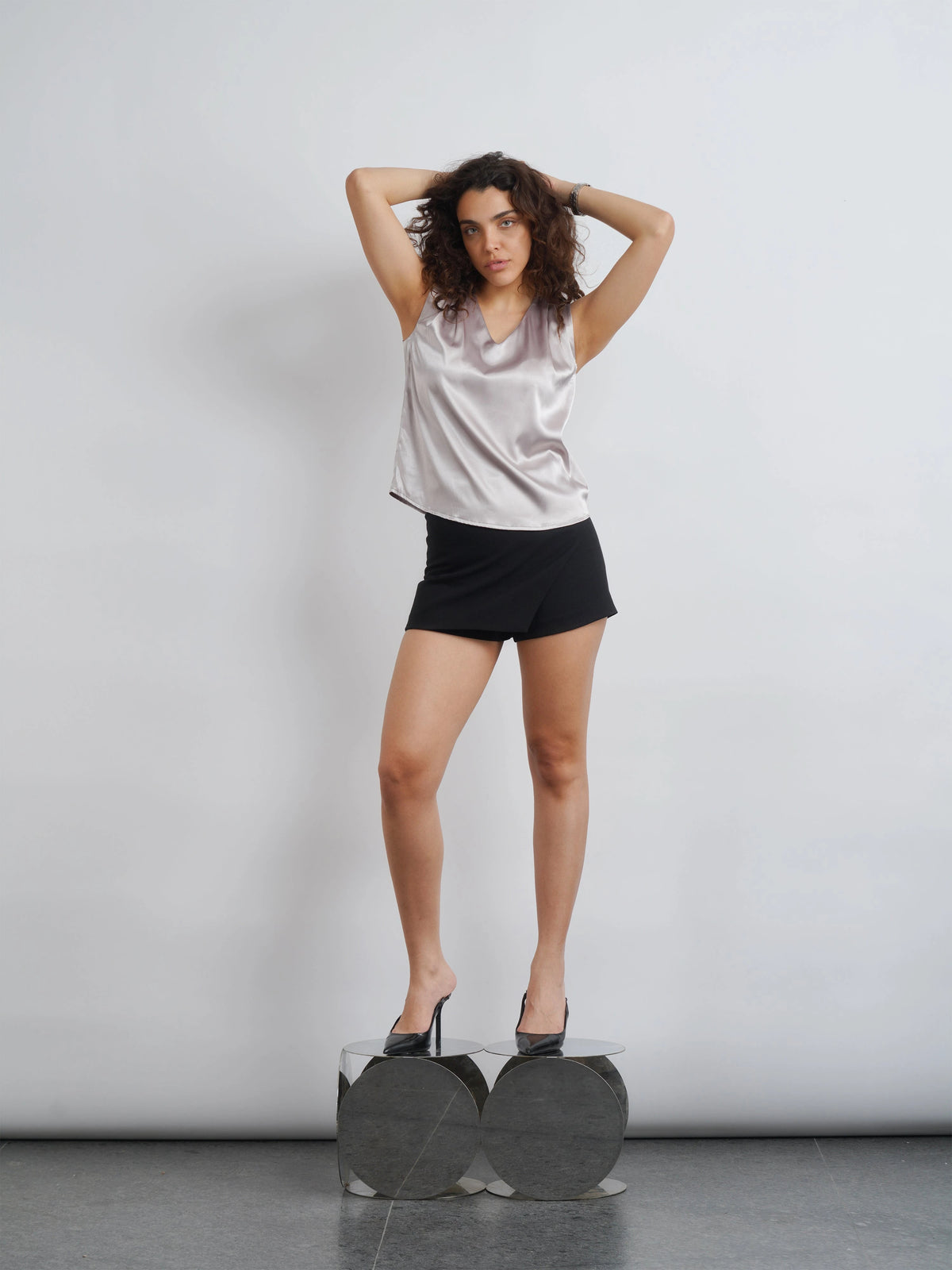 Satin Top - Silver Champagne