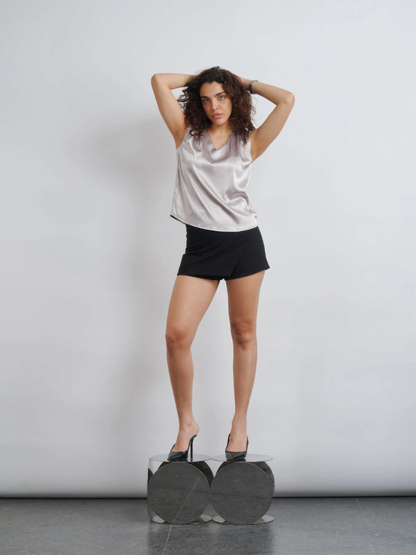 Satin Top - Silver Champagne