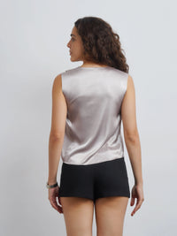 Satin Top - Silver Champagne