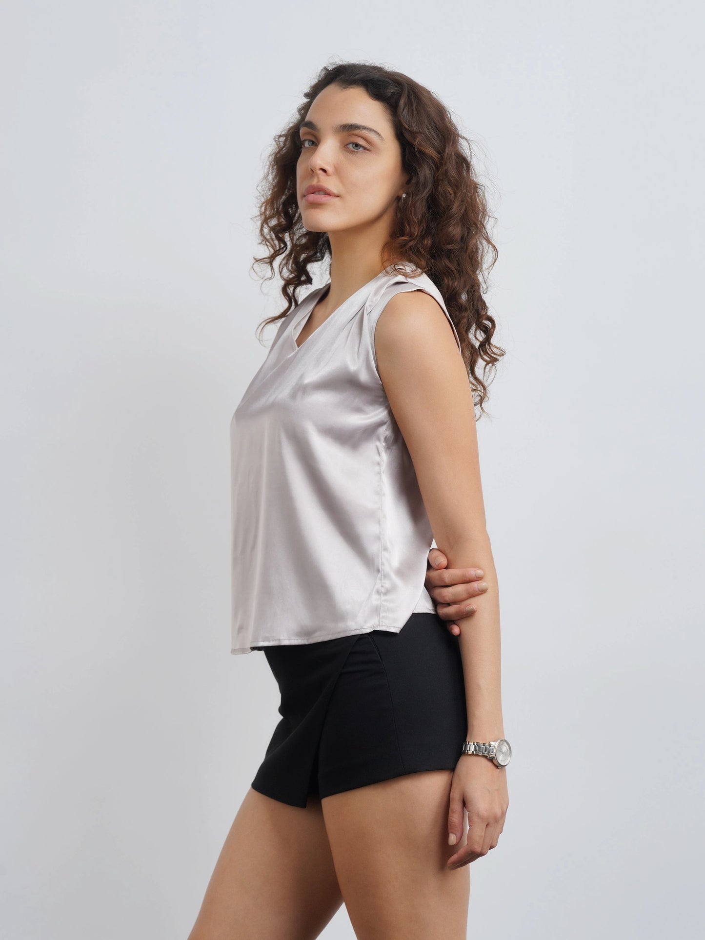 Satin Top - Silver Champagne