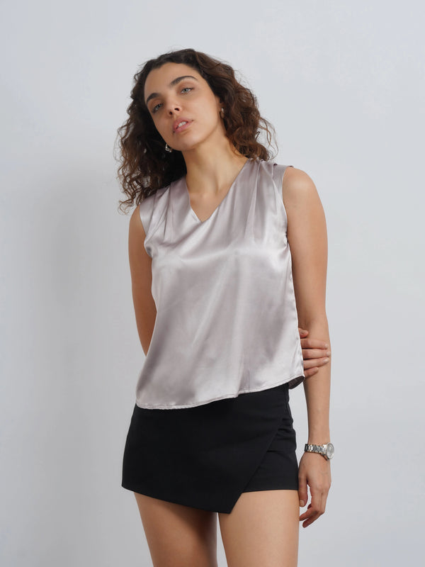 Satin Top - Silver Champagne