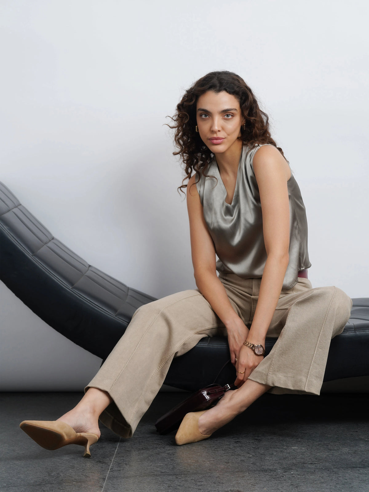 Satin Top - Olive