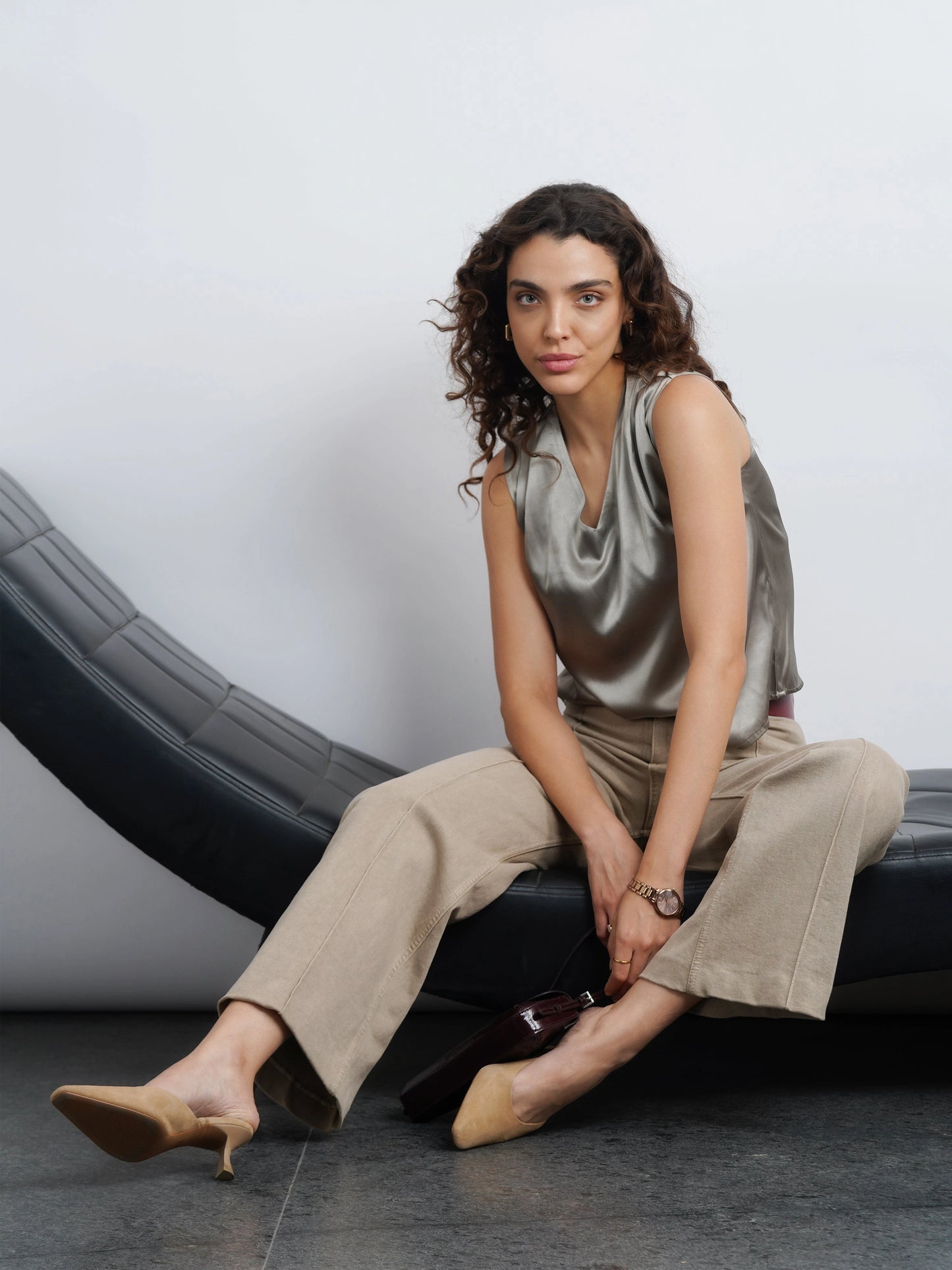 Satin Top - Olive