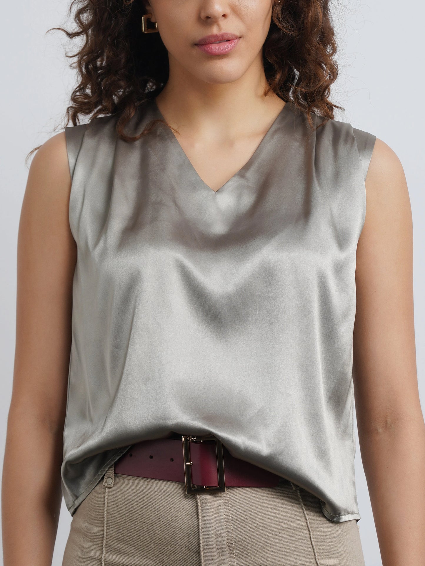 Satin Top - Olive