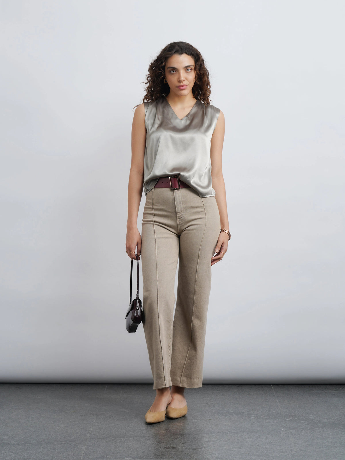 Satin Top - Olive