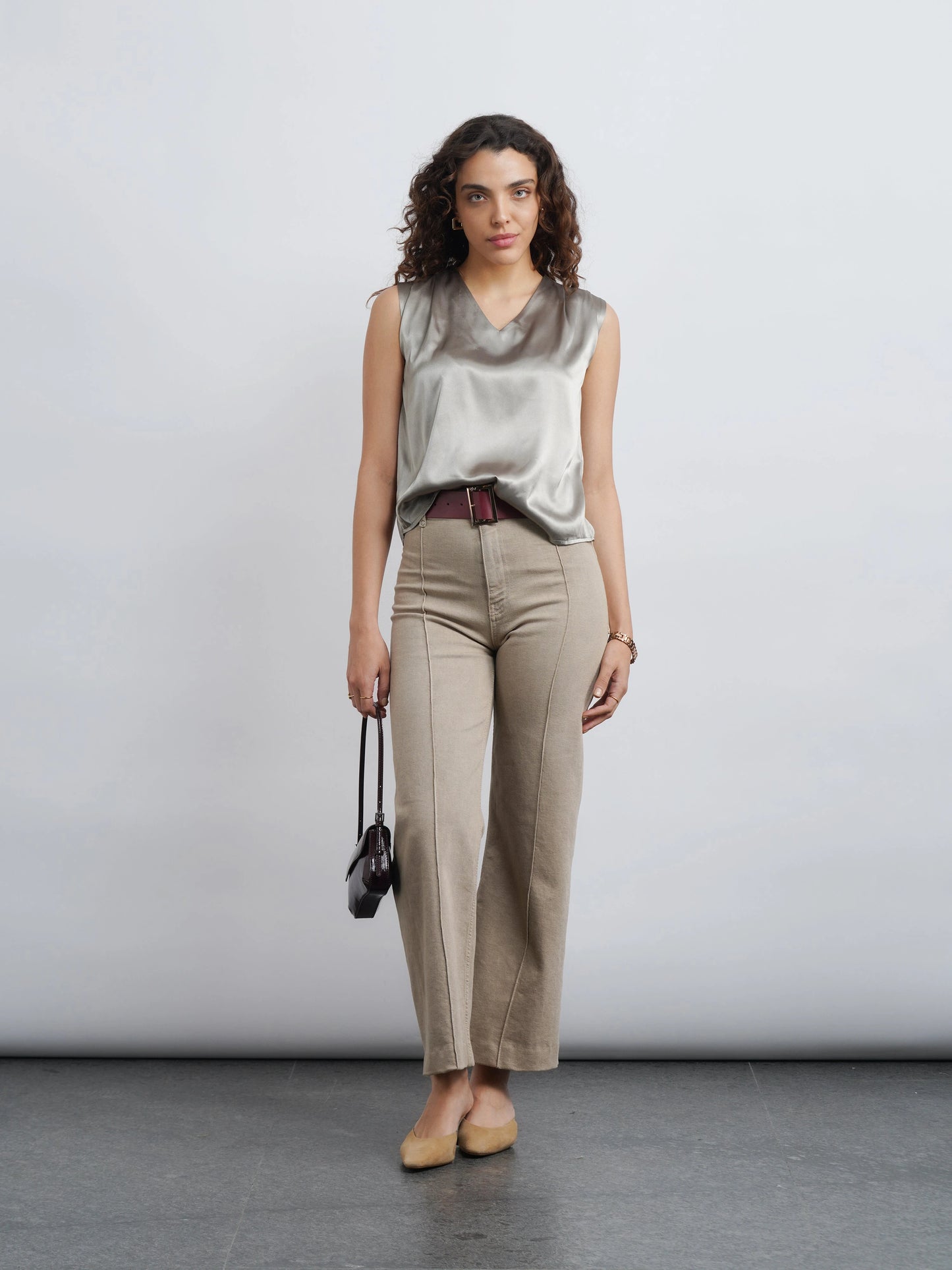 Satin Top - Olive