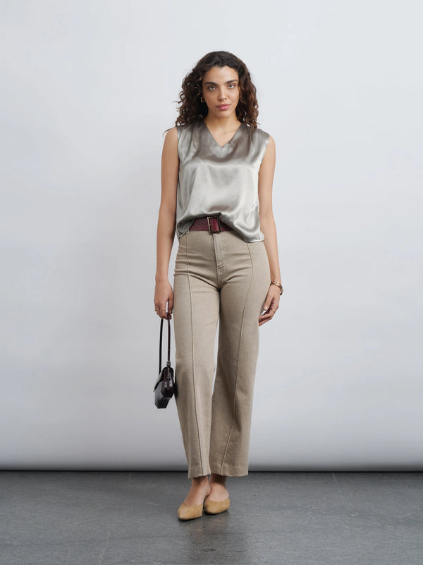 Satin Top - Olive