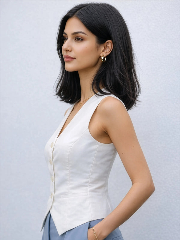 AirLinen™ Waistcoat - White