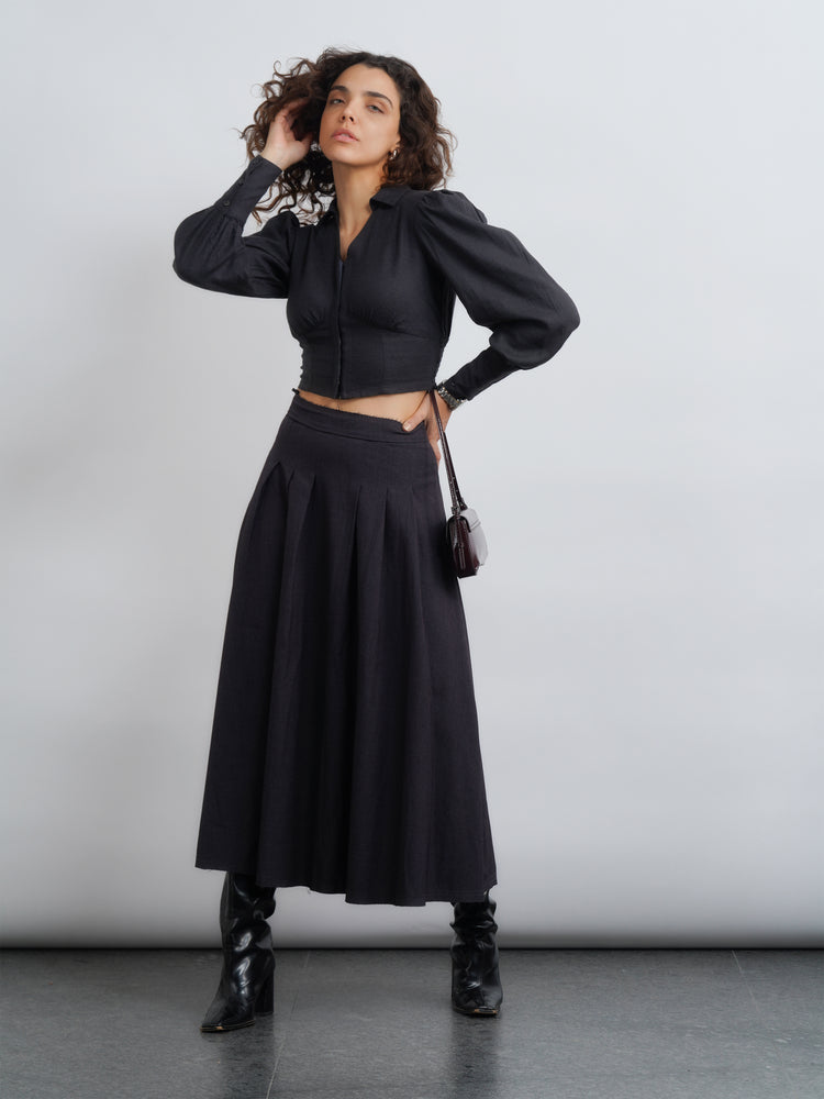 Arlo AirLinen™ Crop Top - Midnight Grey