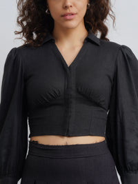 Arlo Top in AirLinen™ - Midnight Grey