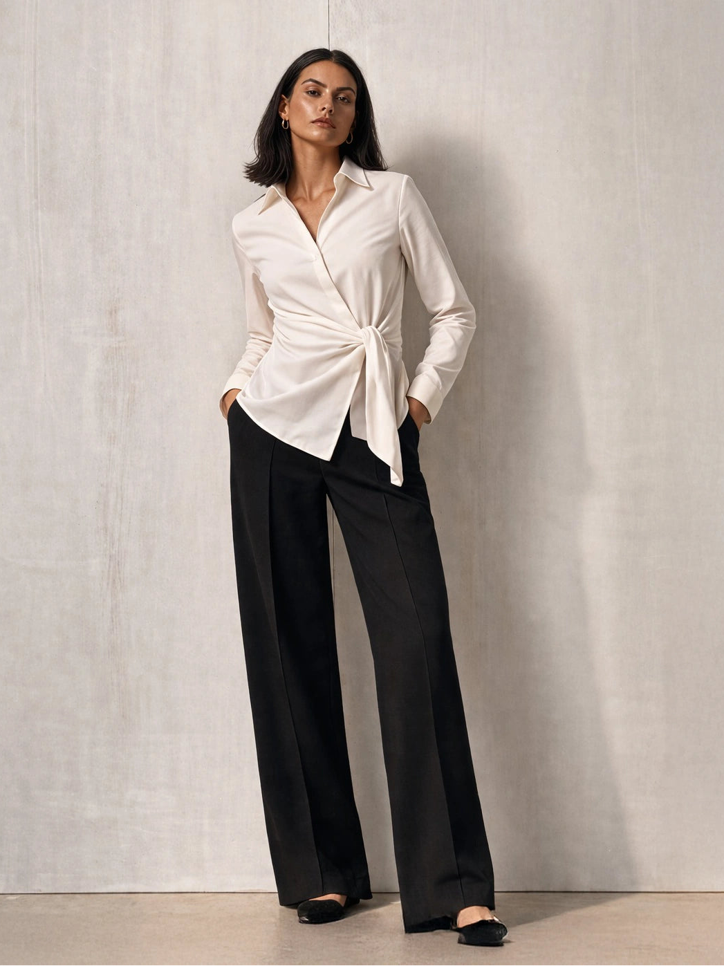 Satin Tie Up Shirt White