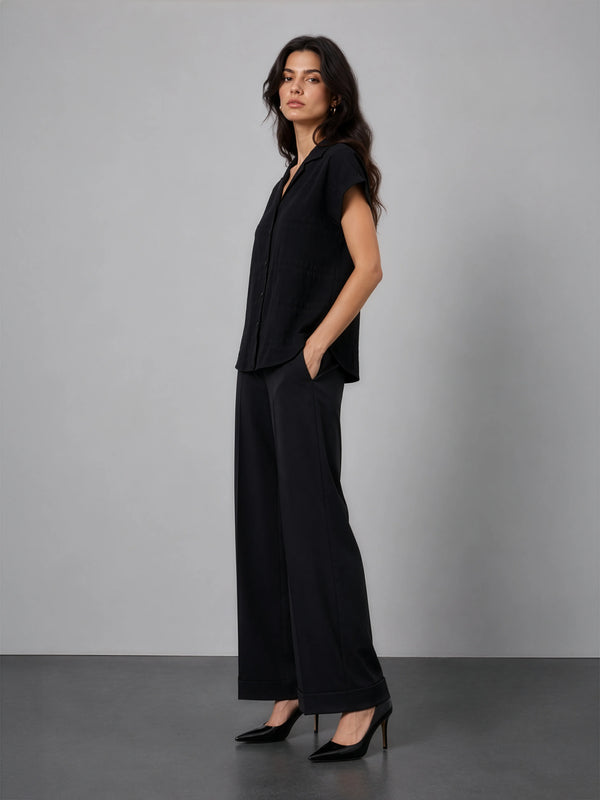 Textured Camp Shirt - Black